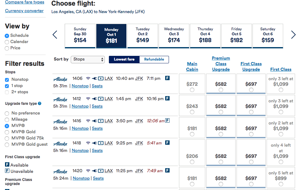Alaska Airlines First Class Upgrade Rules and Elite Benefits