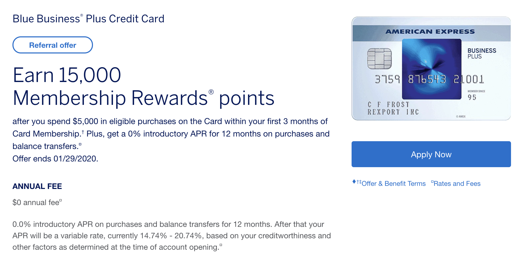 American Express Blue Business Plus Referral Page - Monkey Miles