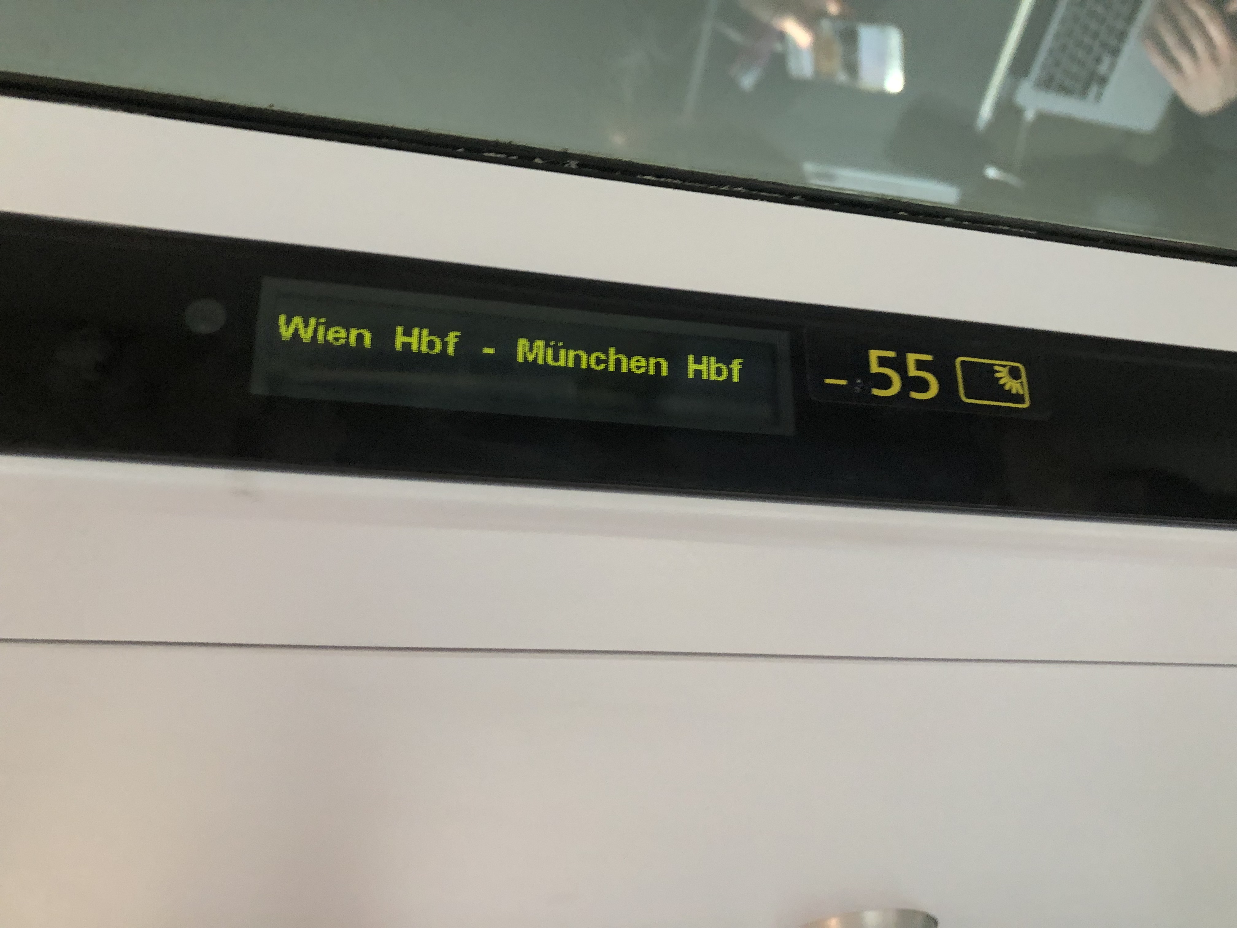 a digital display on a white surface