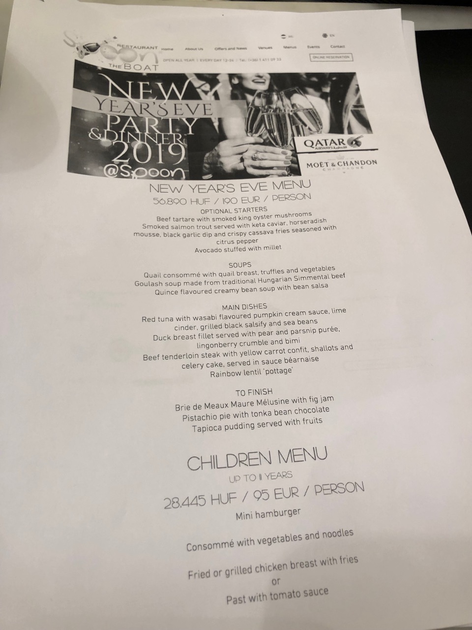 a menu with a picture of a woman and a picture of a woman