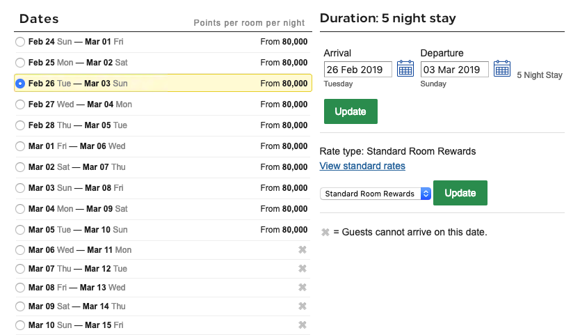 a screenshot of a hotel schedule