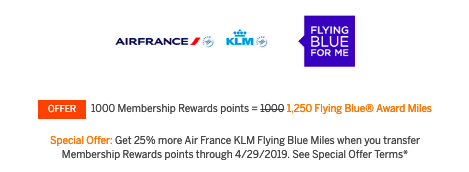 Amex 25% transfer bonus to Air France