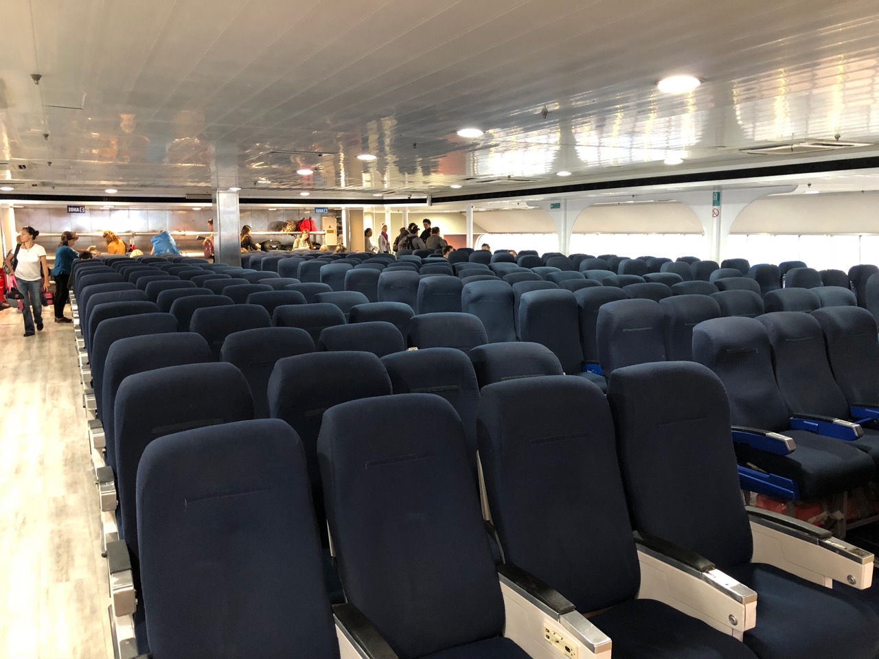 a group of seats in a boat