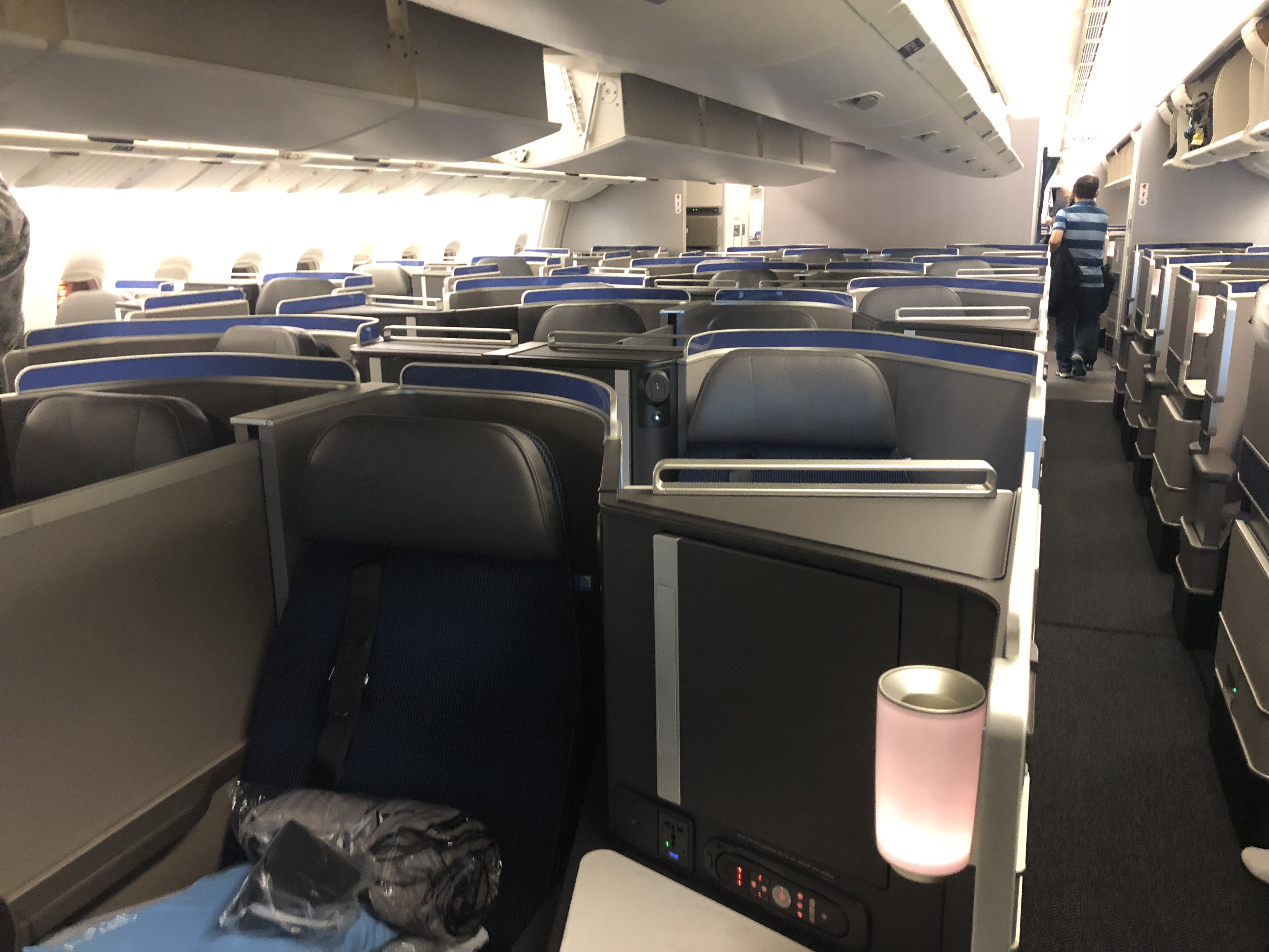an airplane with seats and people