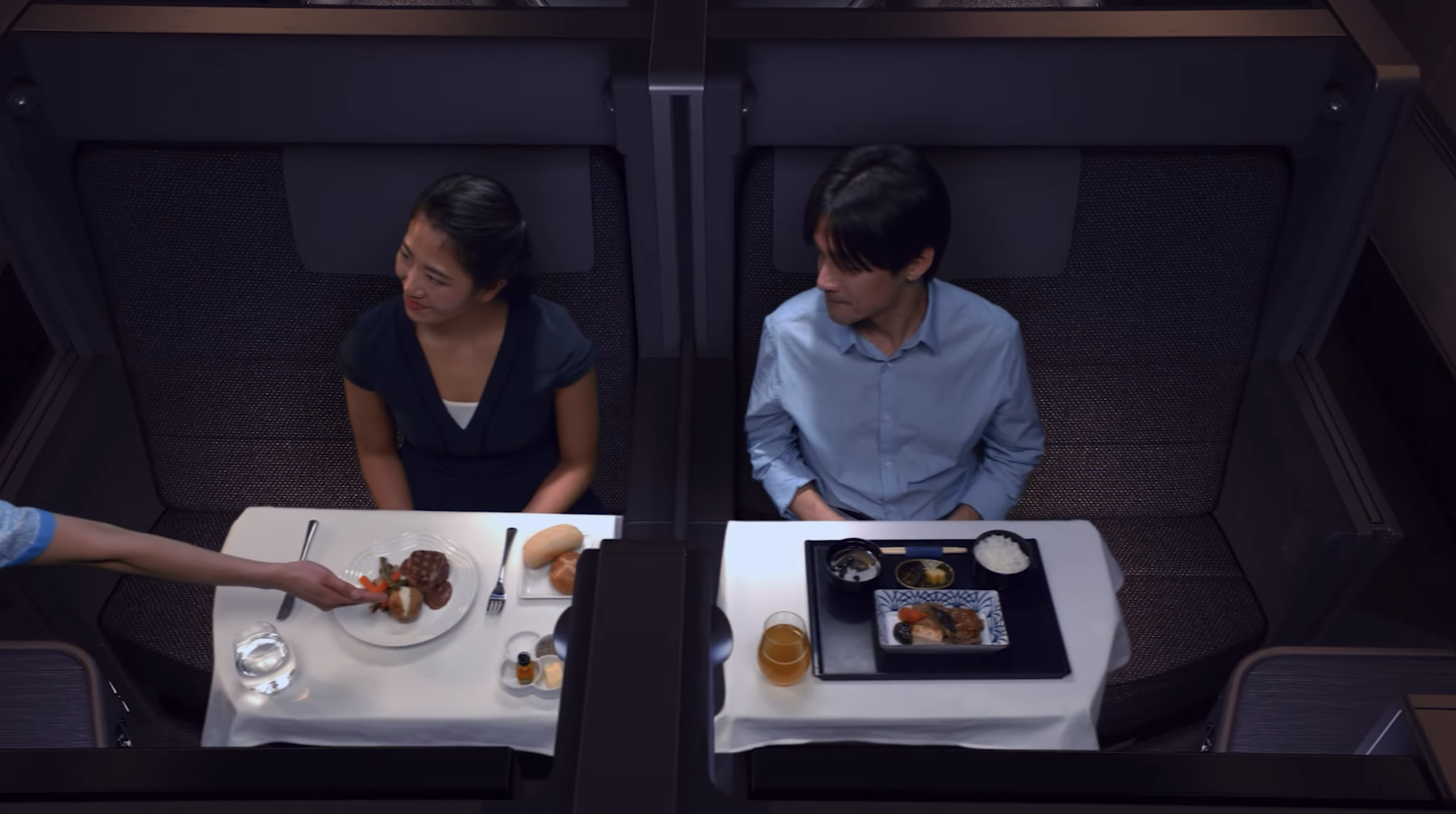 New ANA Business Class The Room on their 777-300ER dining
