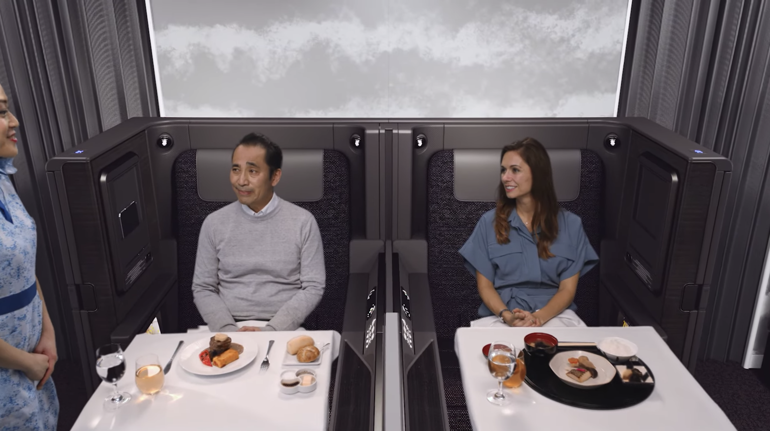 New ANA First Class The Suite on their 777-300ER Dining