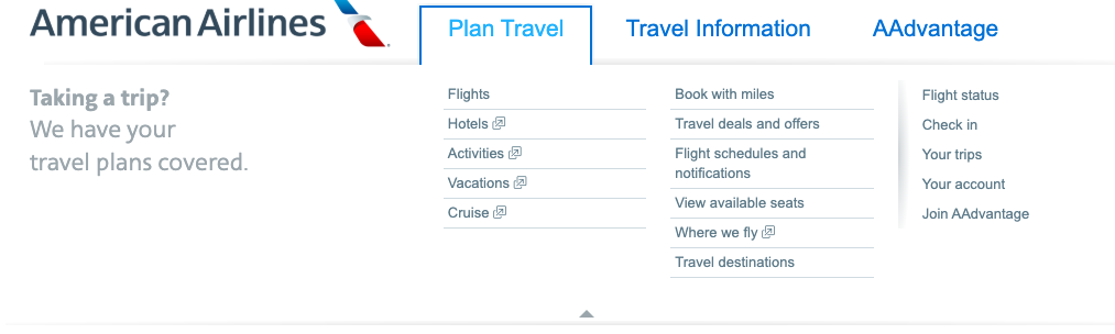 a screenshot of a travel information