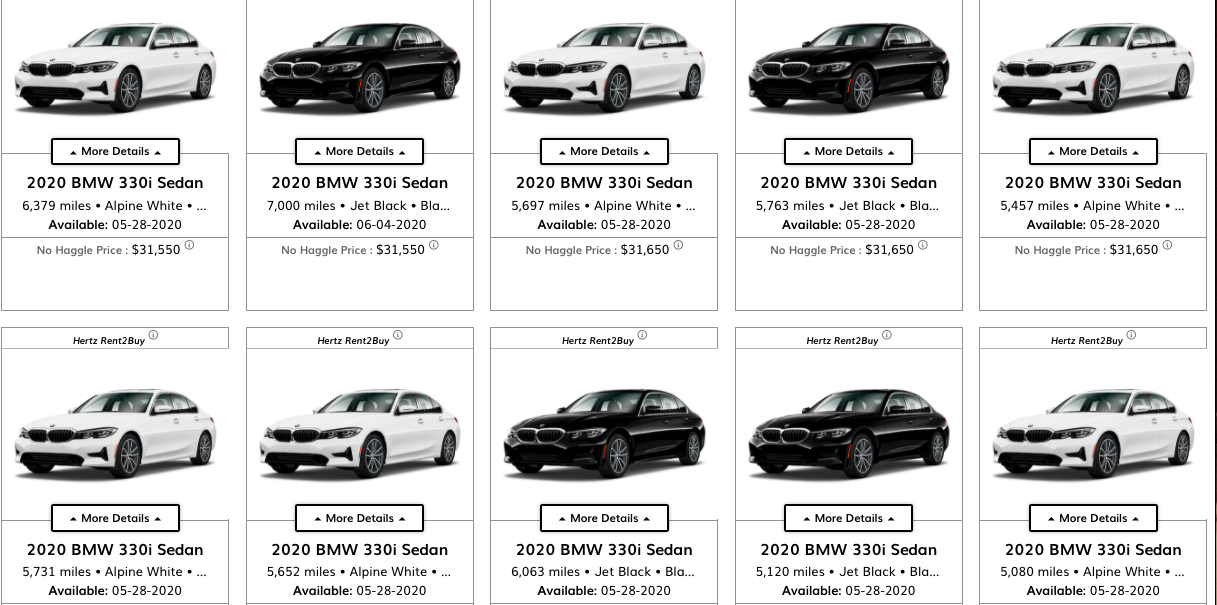 a screenshot of a car sales