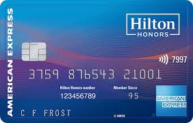a credit card with a blue and orange background