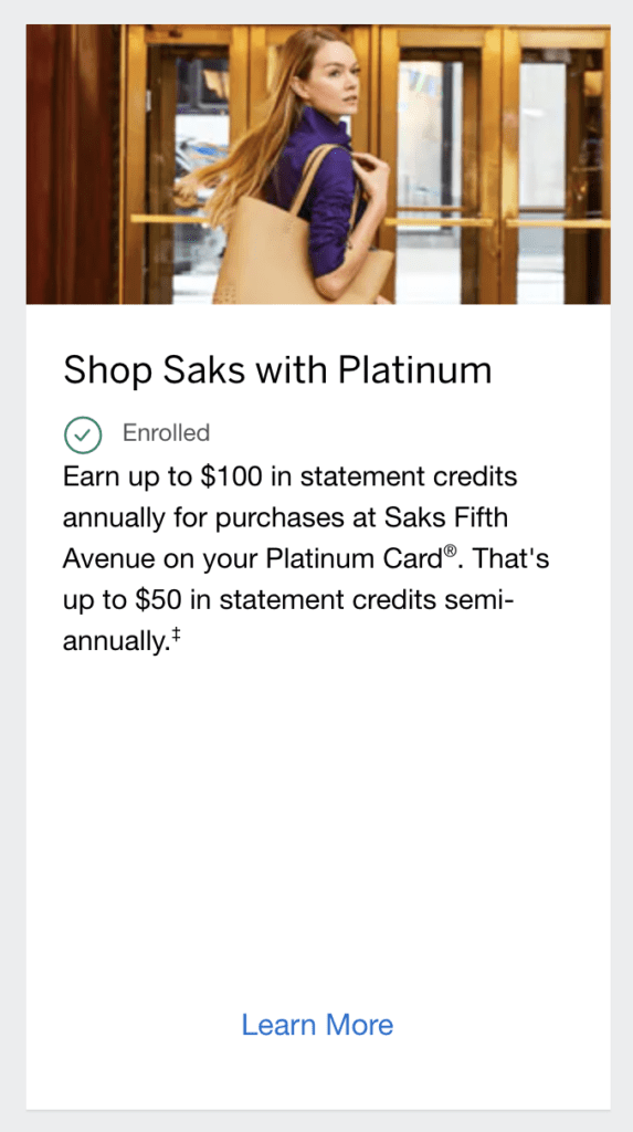 Amazing Saks Fifth Avenue Stack 20x Amex Points + Amex Platinum Credit