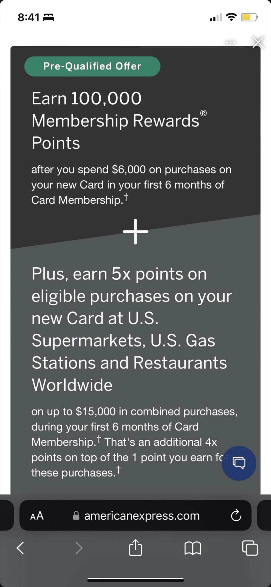 Amazing Amex Platinum upgrade offer 100k + 5x gas, supermarkets and