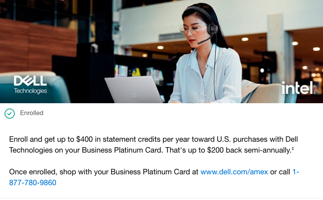 2 Amex Offers for Dell - Get 10% purhcase, up to $1100 and Spend $200 get  $40 back. Stack with Amex Biz Platinum credits - Monkey Miles