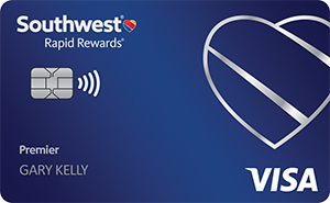 a blue credit card with a heart symbol and text