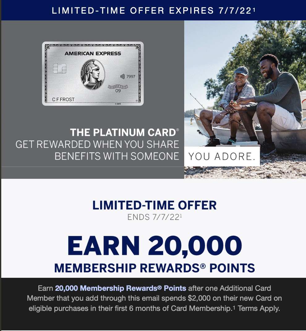 Earn 10k to 20k Membership Rewards by adding authorized users to your Amex  Platinum + Gold - Monkey Miles