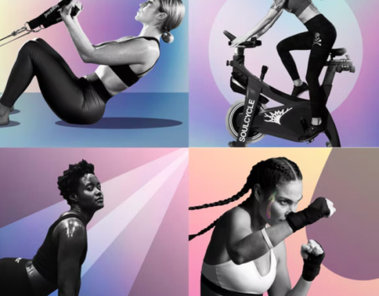 a collage of women doing exercise