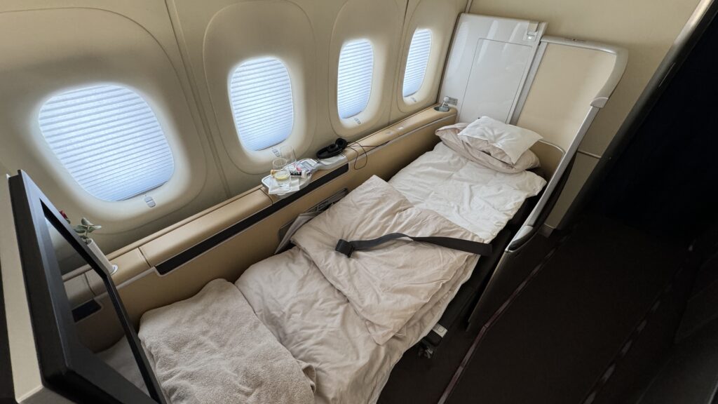 a bed in an airplane