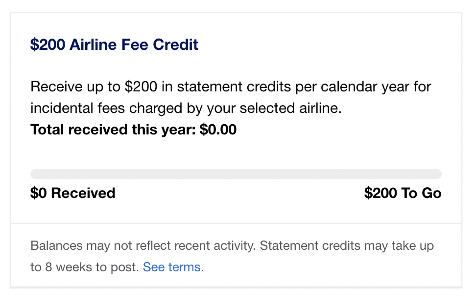 Don't to select your American Express Airline fee credit for