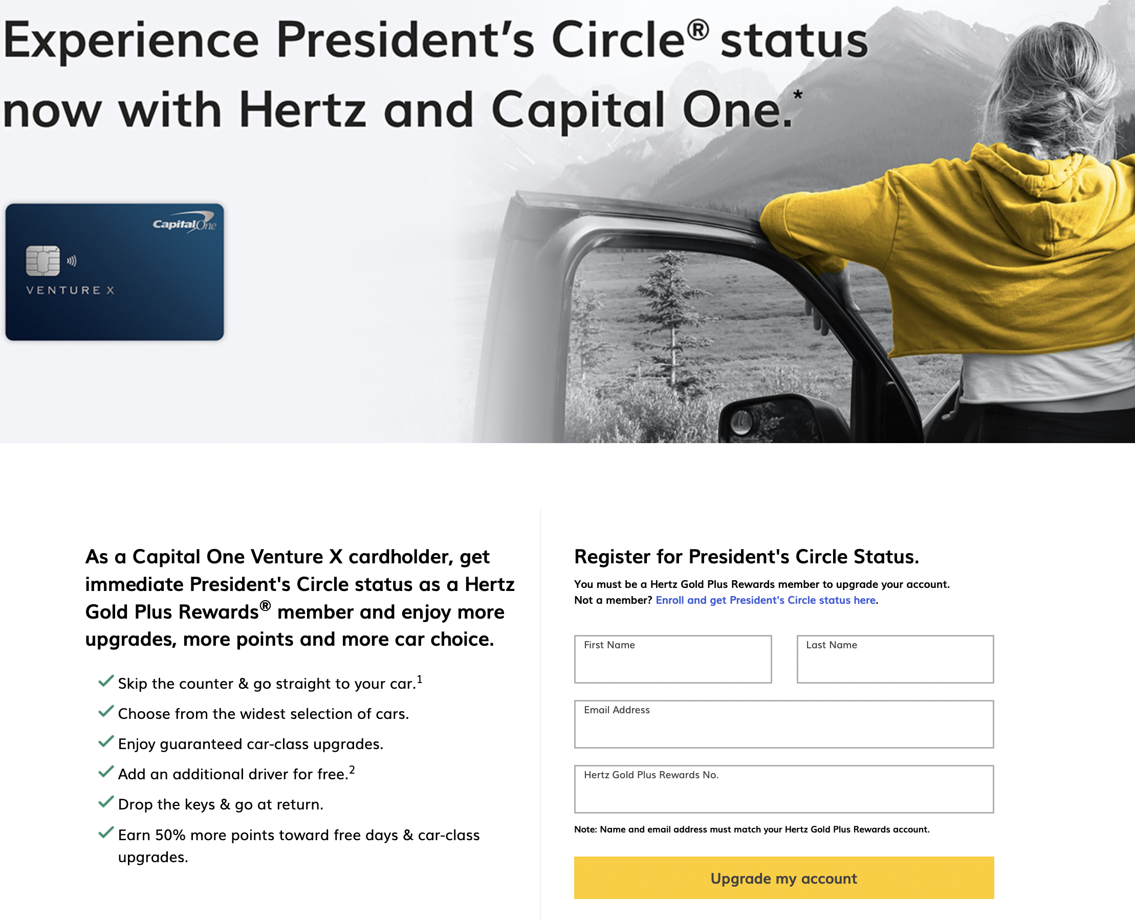 Capital One Venture X + Hertz President's Circle Status