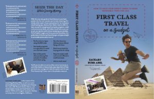 a man holding a monkey and a book cover