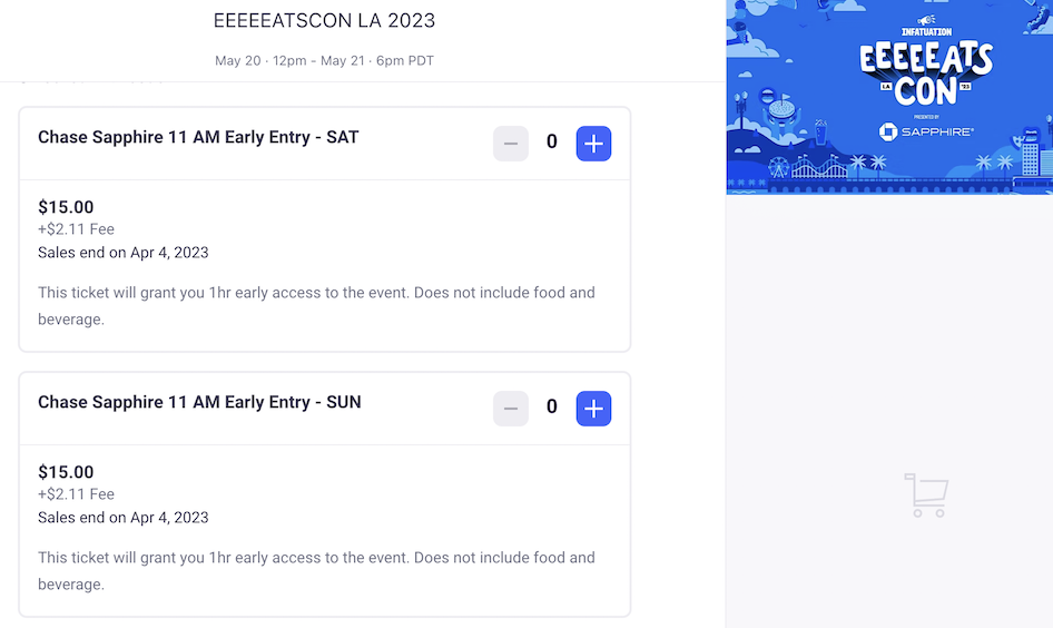 Chase Sapphire cardholders can buy pre sale tickets to EEEEEATS