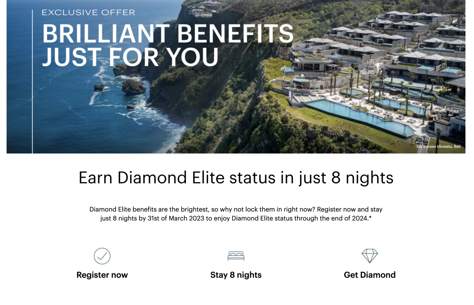 Targeted IHG One Rewards Diamond status challenge. Stay 8 nights have