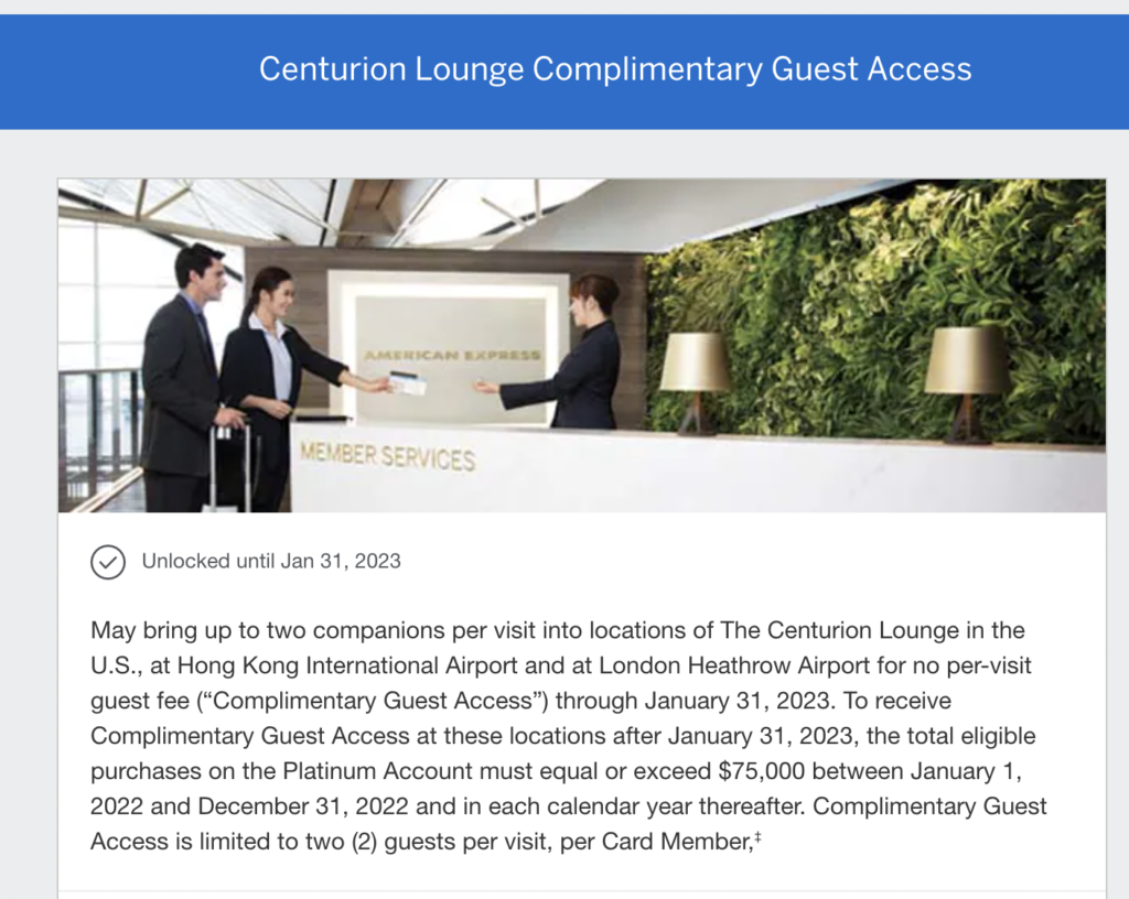 Reminder American Express Centurion Lounge policy changes Feb 1, 2023