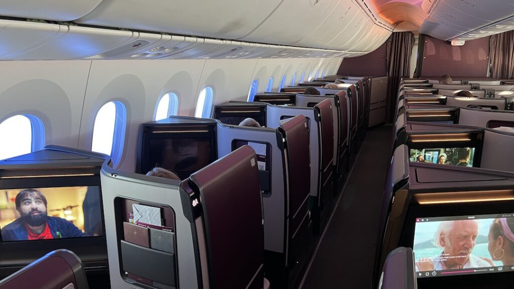 a row of seats on an airplane