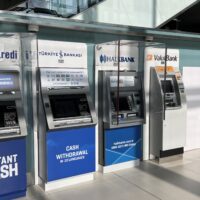 a group of atm machines