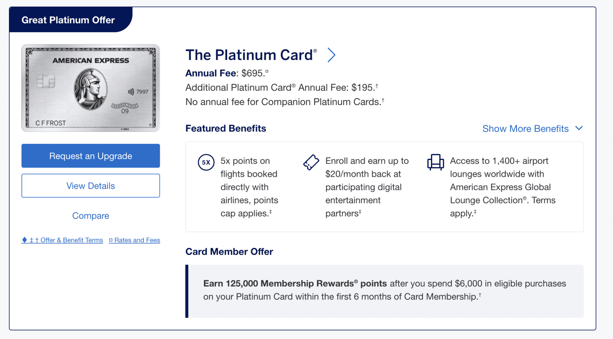 Amex Platinum Upgrade Offer