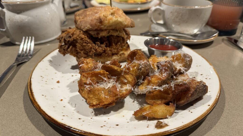 a plate of fried chicken and fries