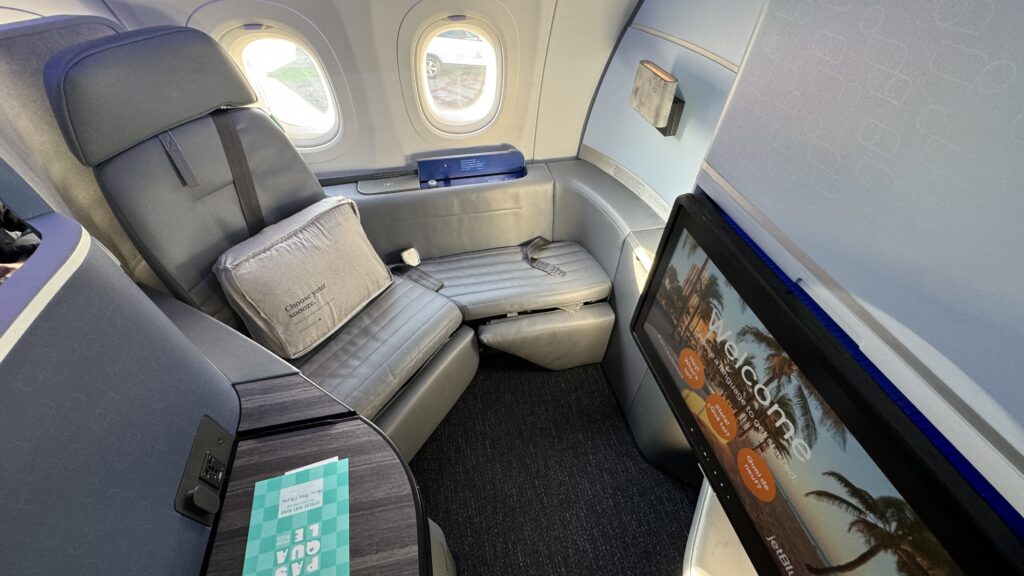 a seat in an airplane