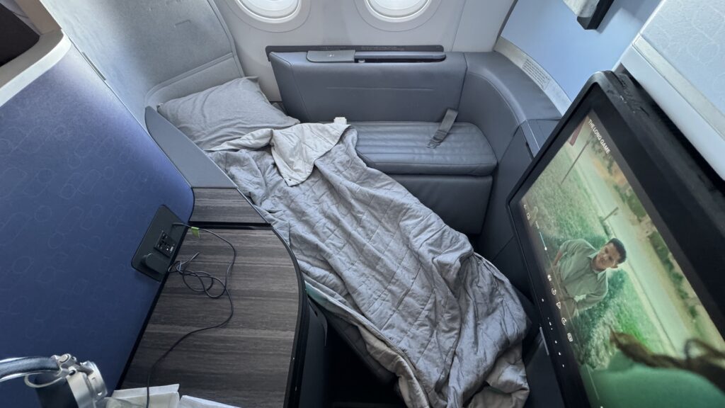 a bed in an airplane