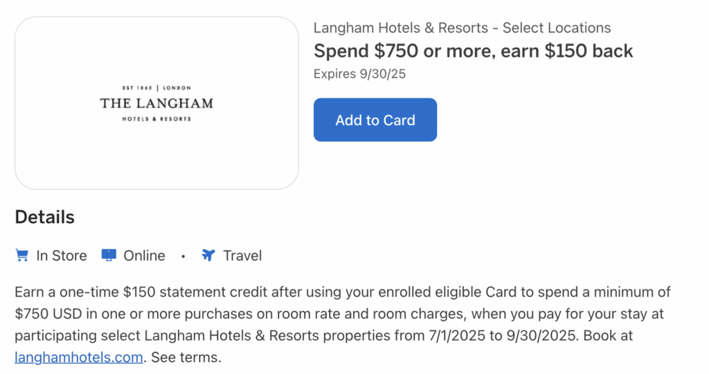 a screenshot of a hotel card