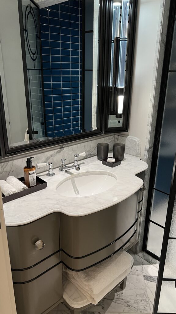 a bathroom sink with a mirror