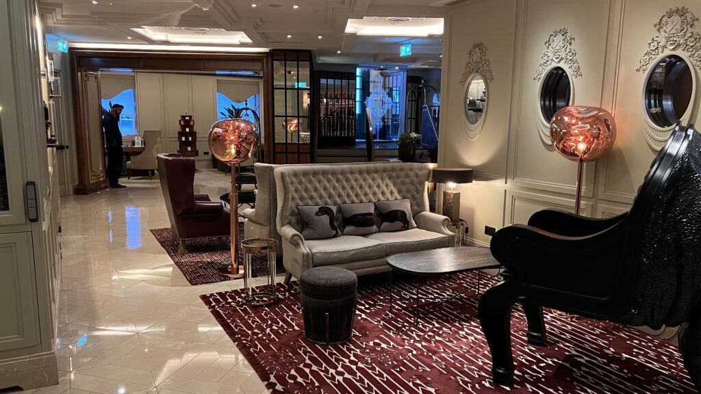 a room with a couch and a table