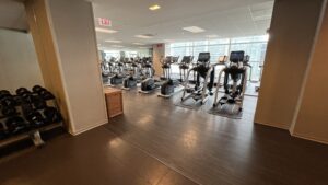 a room with exercise machines
