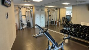 a gym with exercise equipment