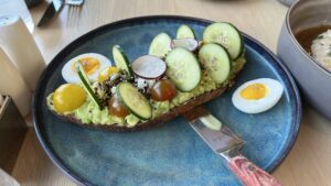 a plate with food on it