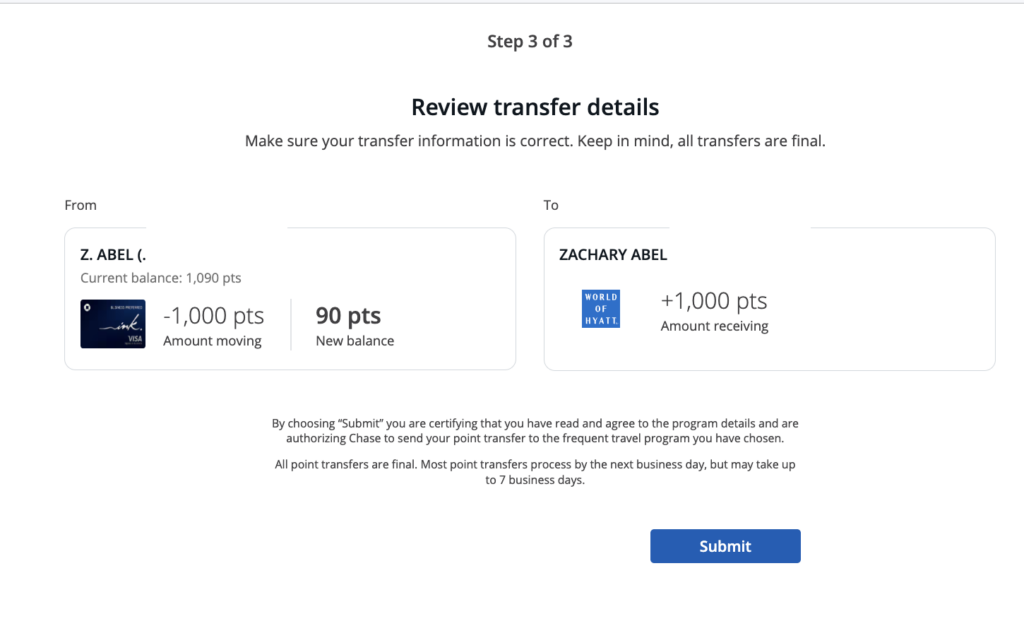 a screenshot of a transfer details