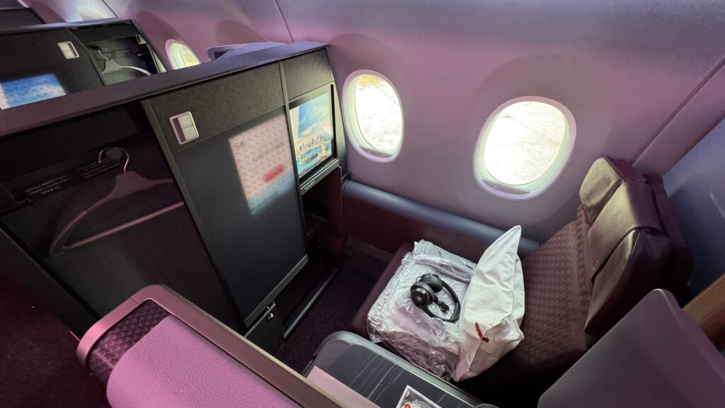 a seat in an airplane