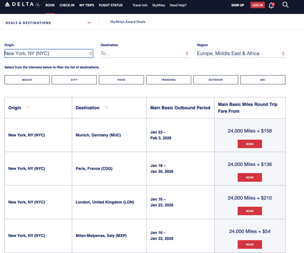 a screenshot of a flight schedule
