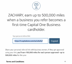 a screenshot of a referral program