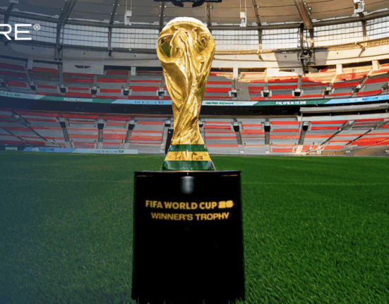 a trophy in a stadium